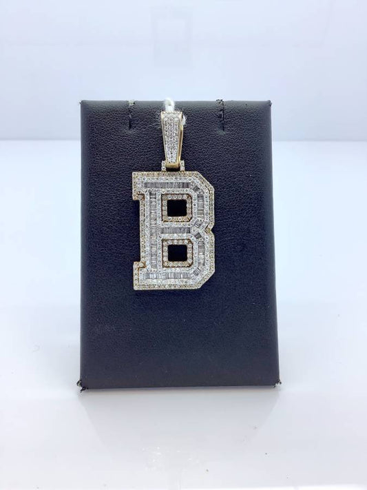 10k Diamond B Pendant