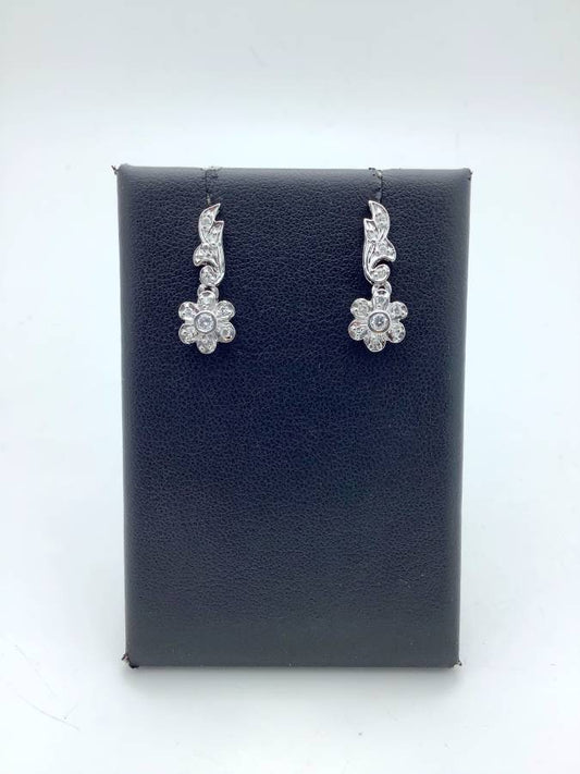 14k Diamond Flower Earrings